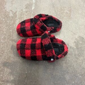 Crocs sherpa Red and Black Plaid Slippers